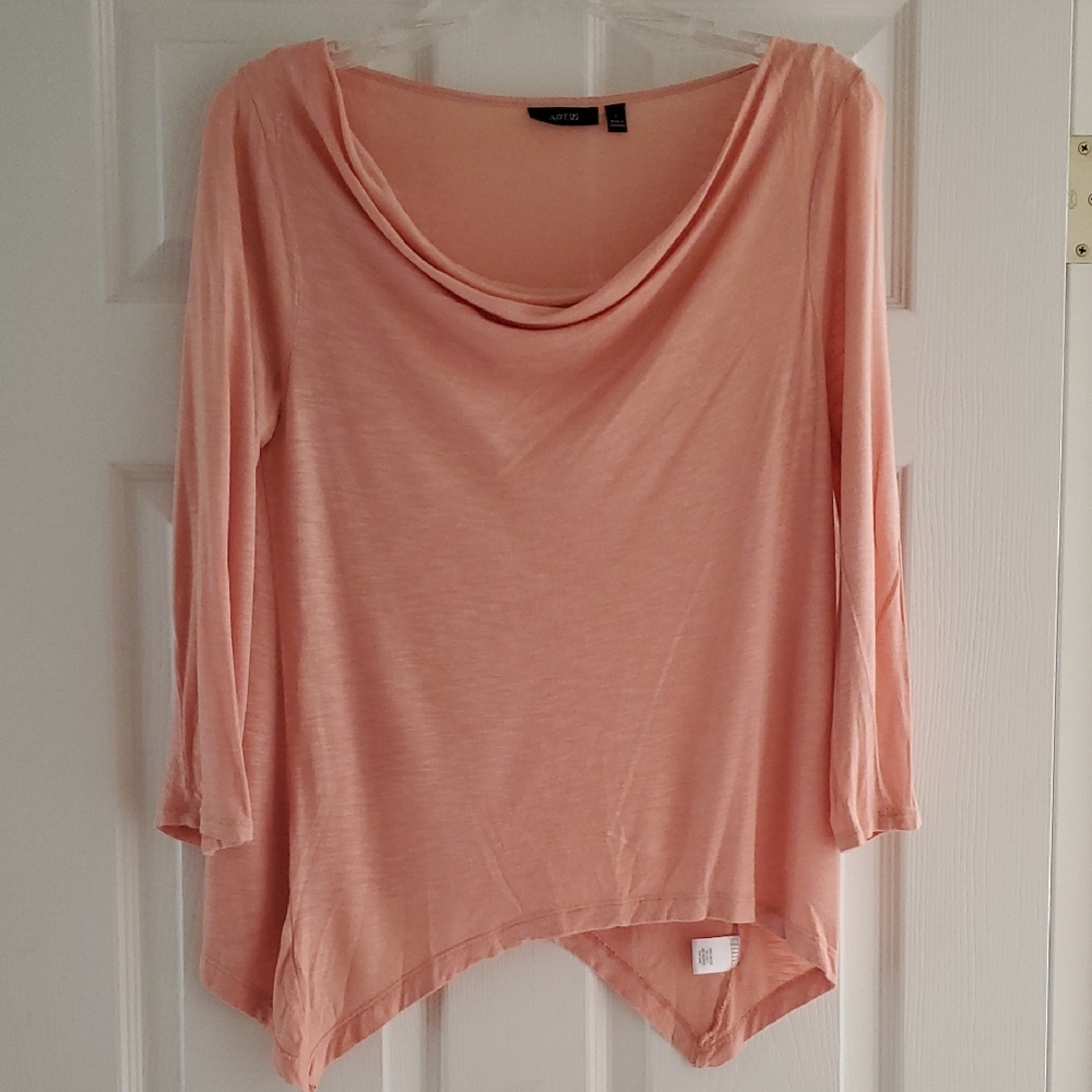 Apt. 9 Peach Cowl Neck Long Sleeve Top